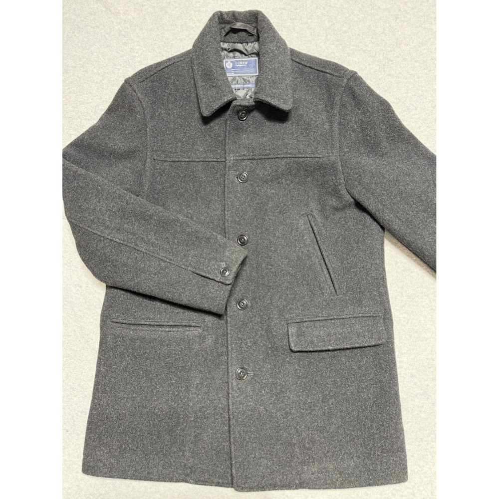 NWOT J.Crew Mens University Jacket 100% Wool Charcoal Grey Quilted Lining Size M
